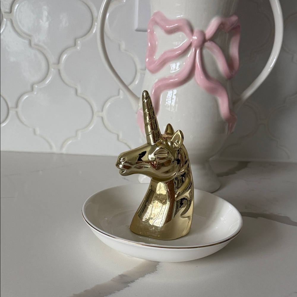 Gold Unicorn Ring Holder